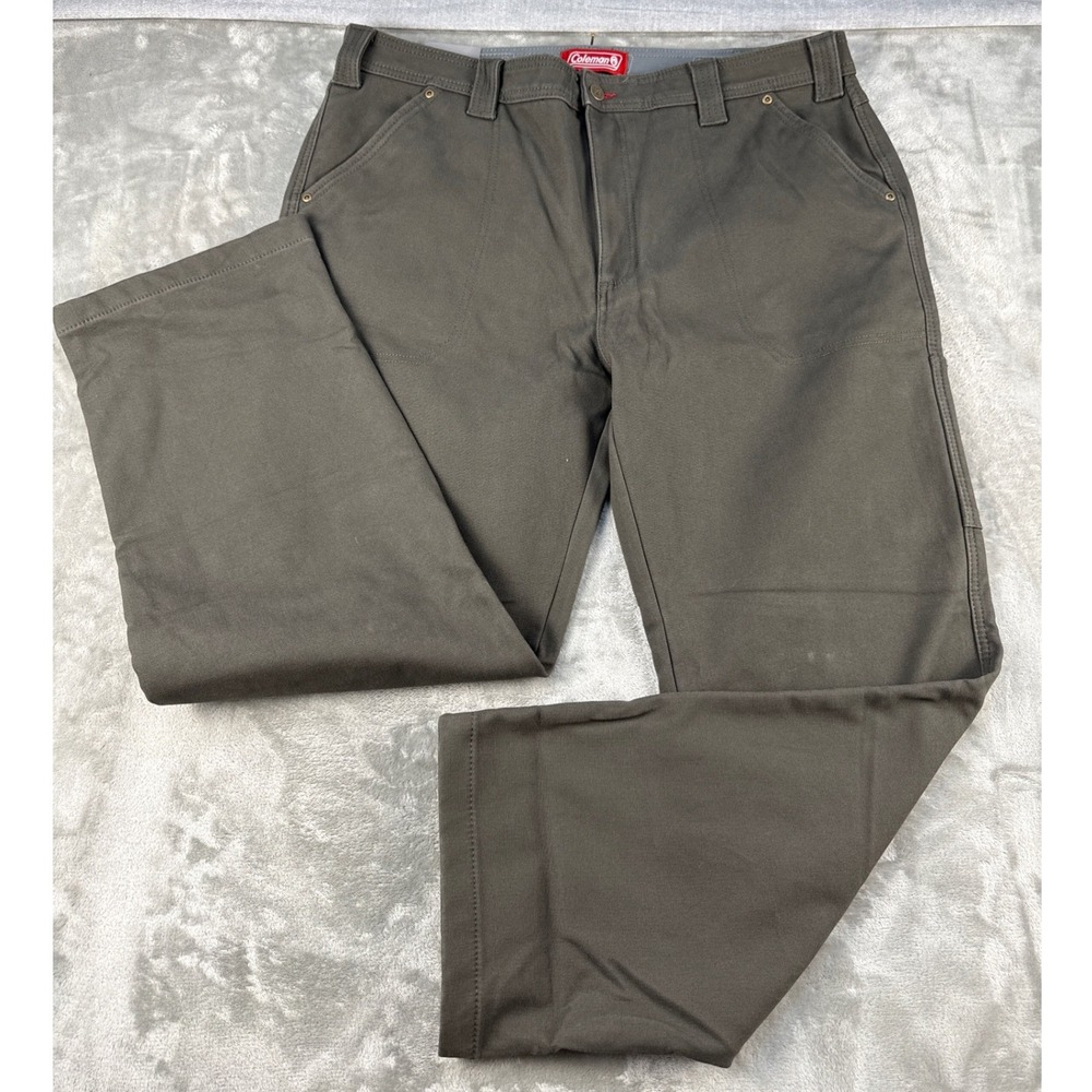 Coleman Utility Pants Mens 40x32 Fleece Lined Beluga Canvas Stretch NEW